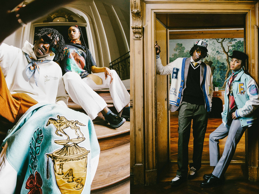 Models pose in pieces from Homme + Femme's latest collaboration with Churchill Downs for this year's Kentucky Derby race.