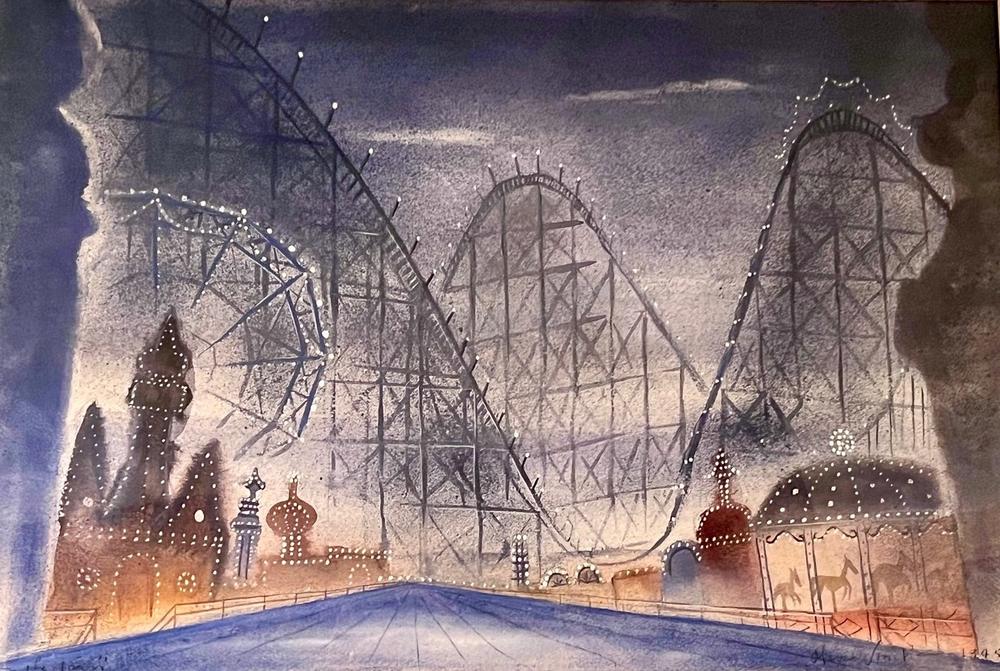 Coney Island, as seen in a curtain in the musical <em>On the Town, </em>by set designer Oliver Smith.
