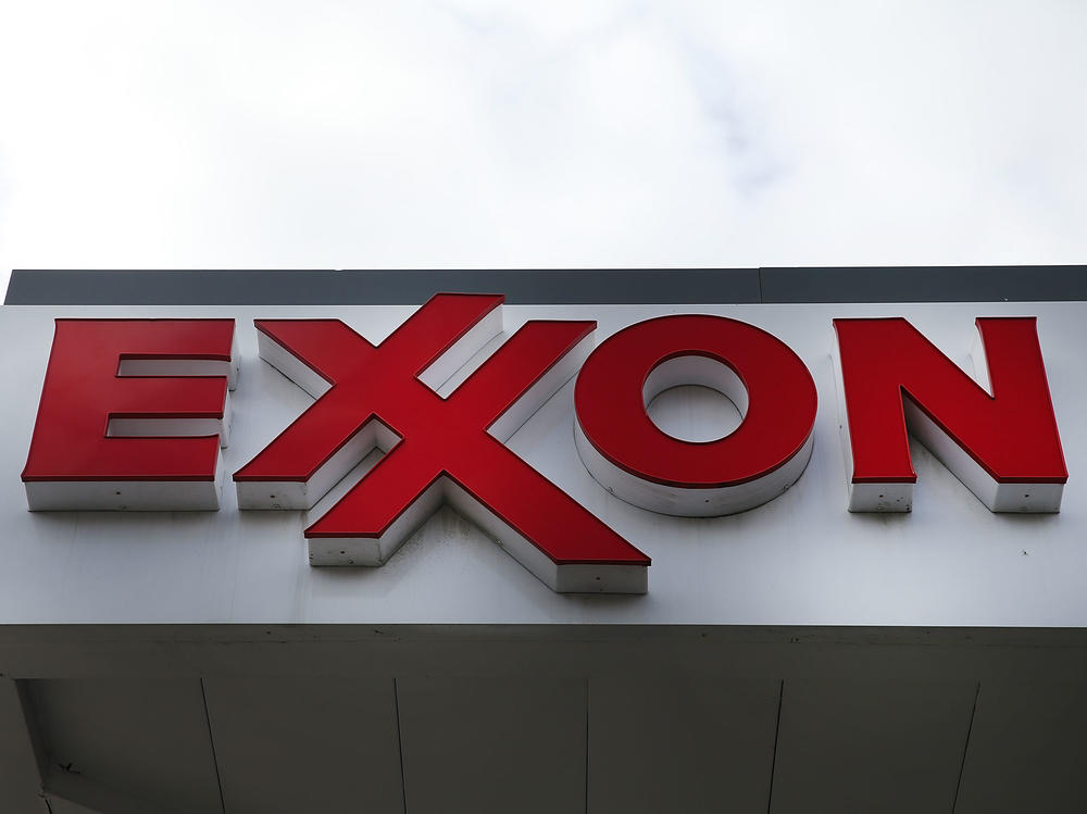 A sign for an Exxon-branded gas station stands in Brooklyn, New York, on Oct. 28, 2016. Oil companies enjoyed a surge in profits in the first three months of 2022.