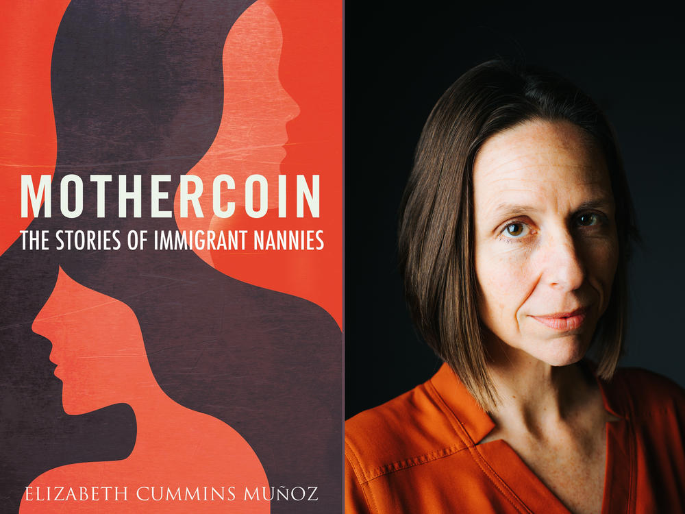 The cover of Mothercoin next to the author.