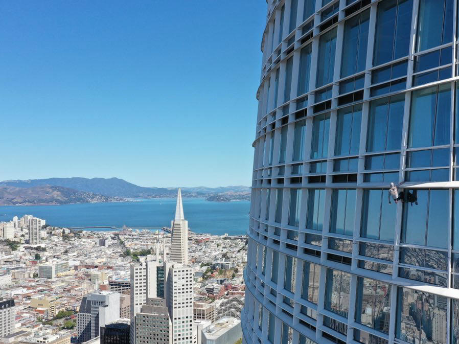 Maison Des Champs climbed Salesforce Tower in San Francisco last Tuesday morning. He is climbing buildings across the country to raise money for groups that work to convince women to not have abortions.
