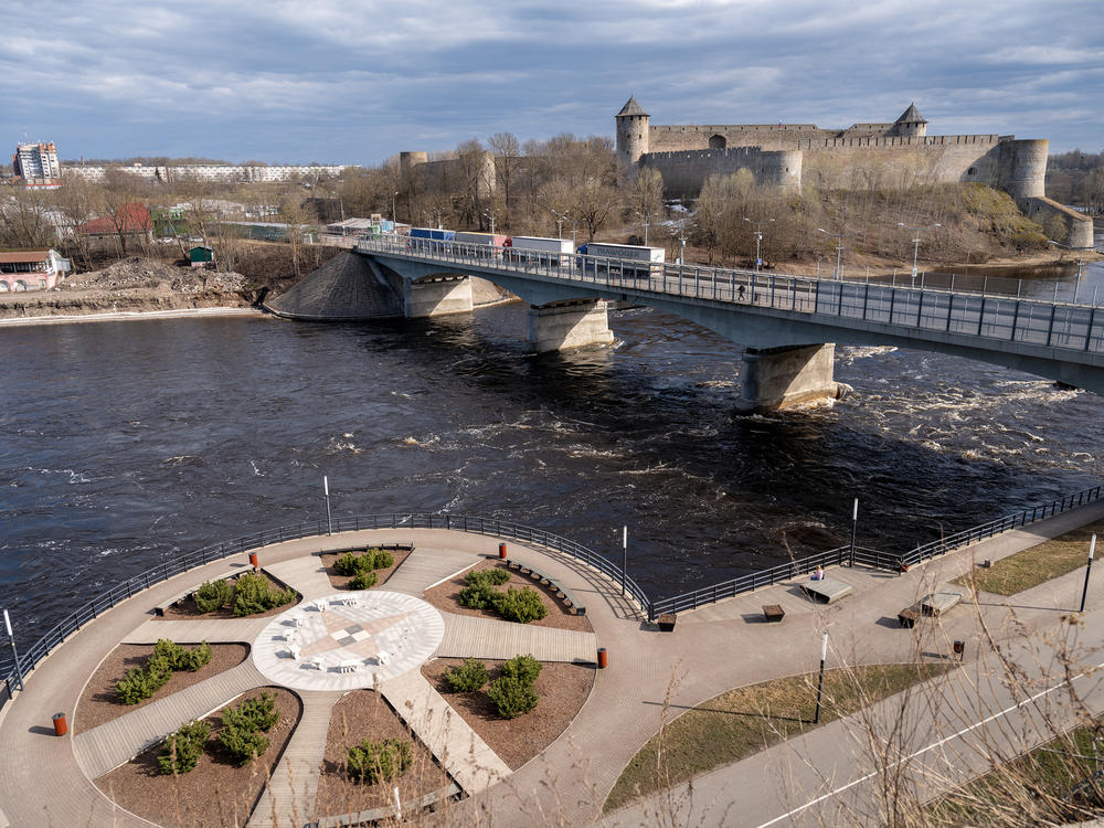 The Narva River and the Ivangorod Fortress, across the river on the Russian side.