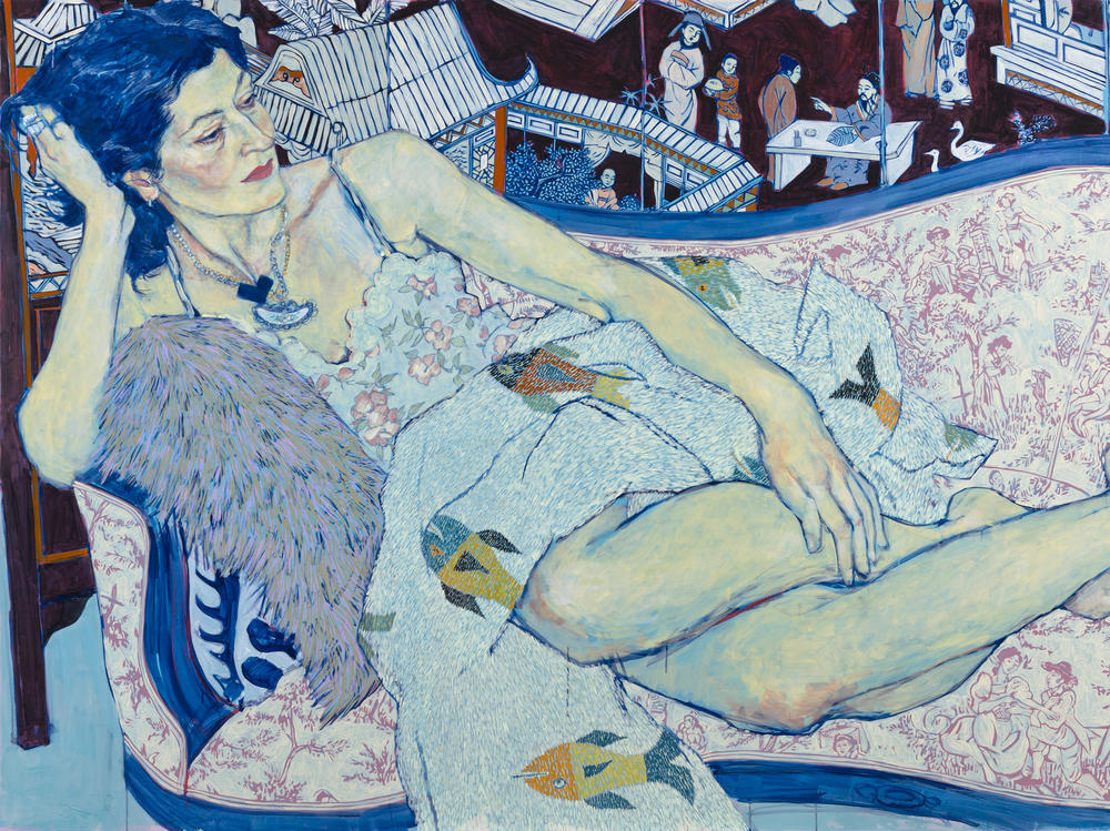 Hope Gangloff, <em>Queen Jane Approximately</em>, 2011. Acrylic on canvas, 66 x 108 inches. Collection of Alturas Foundation, San Antonio, Texas © Hope Gangloff.