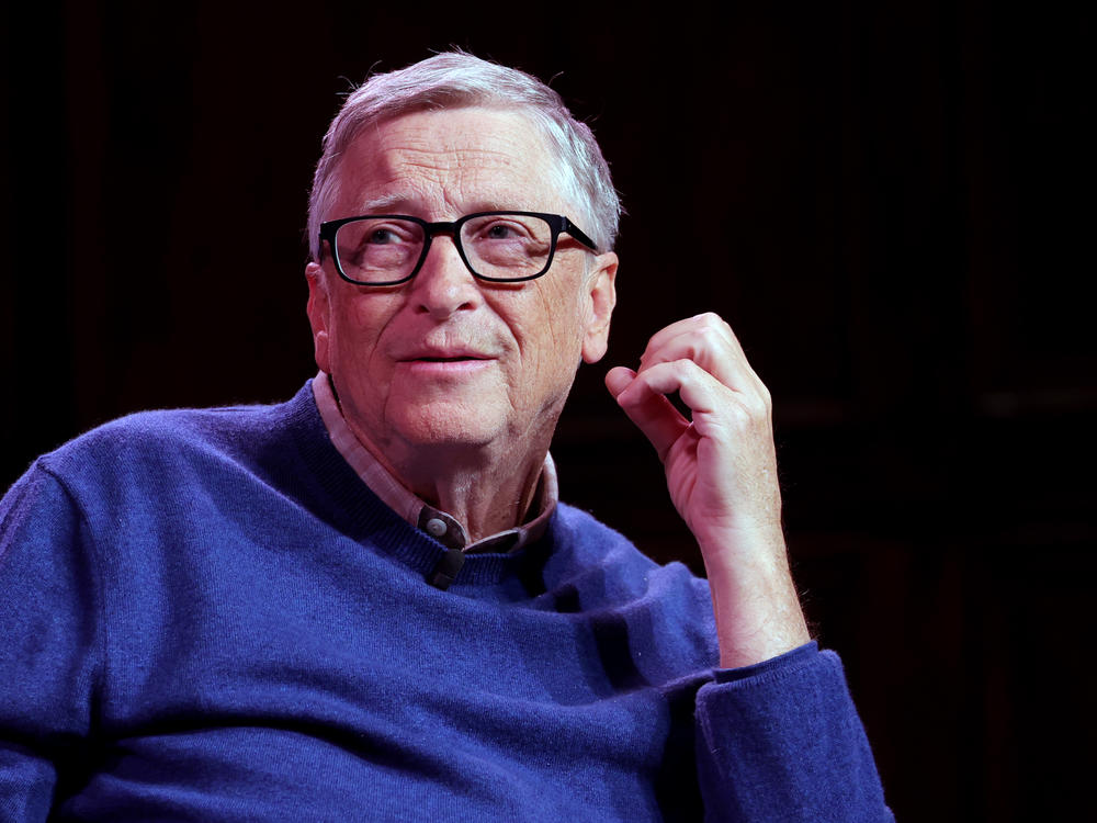 Bill Gates discusses his new book, <em>How to Prevent the Next Pandemic</em>, onstage in New York City. Gates announced Tuesday that he tested positive for COVID-19.