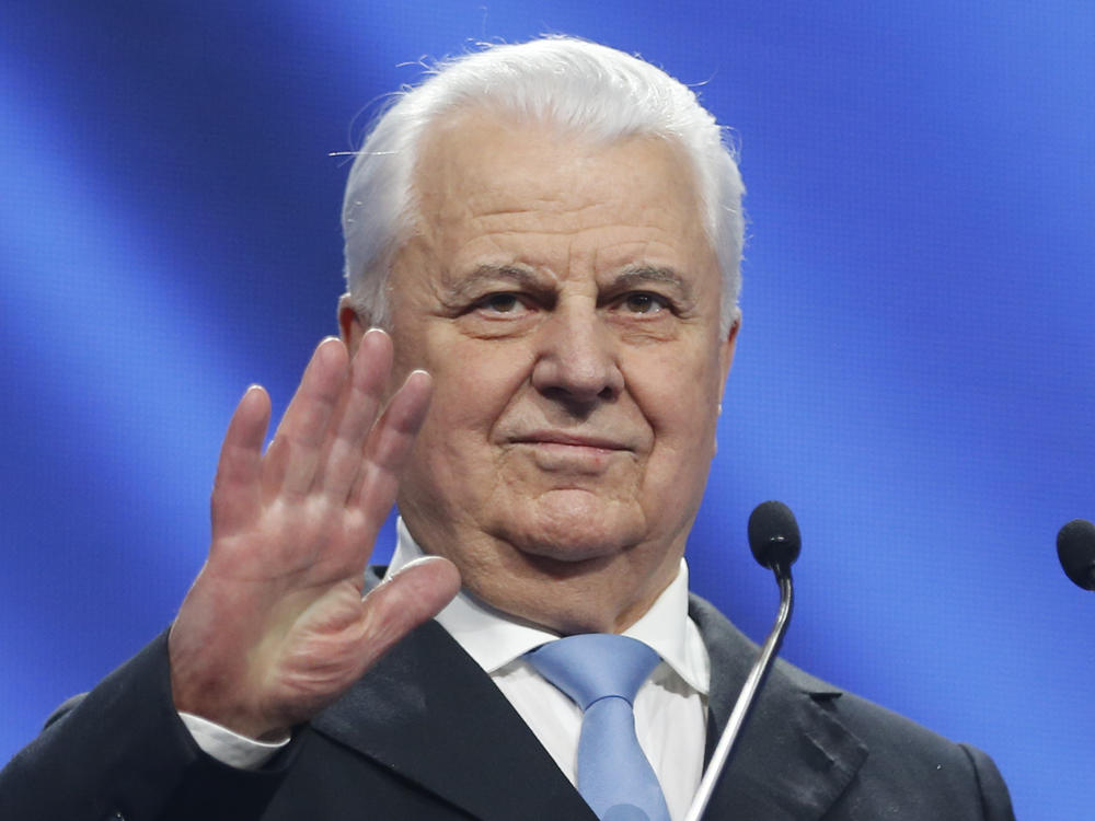 Former Ukrainian President Leonid Kravchuk speaks during a campaign rally in Kyiv, on Jan. 22, 2019. Kravchuk, who led Ukraine to independence amid the collapse of the Soviet Union and served as its first president, has died. He was 88.