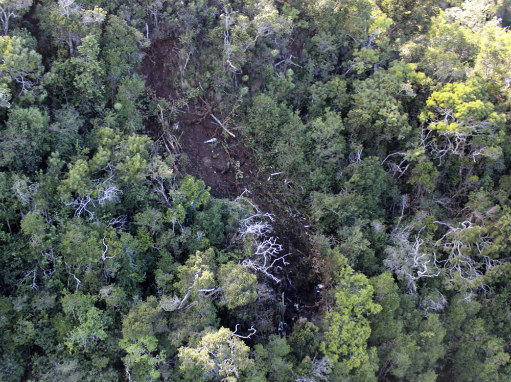 An undated photo shows the scene where a tour helicopter crashed near the Na Pali Coast on the island of Kauai in Hawaii, in 2019.