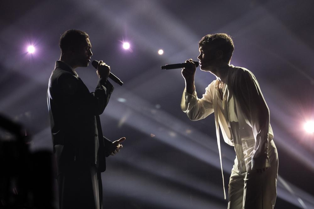 Mahmood & BLANCO during rehearsals.