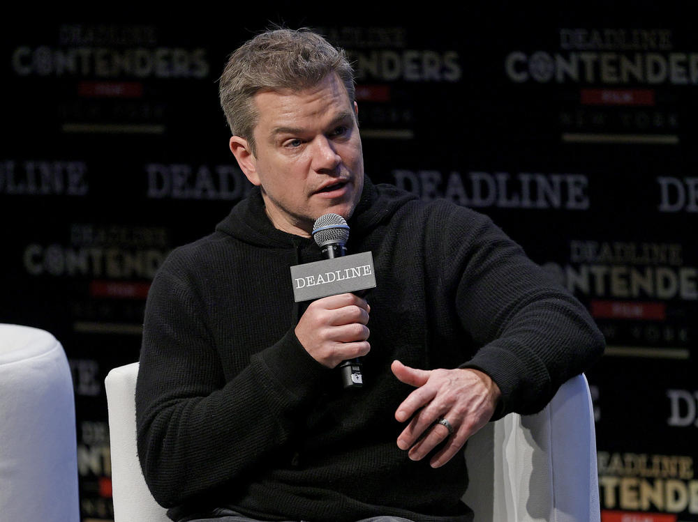 Actor Matt Damon speaks onstage during Focus Features' 