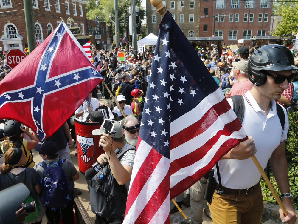 Protesters in Charlottesville, Va., Aug. 12, 2017. White supremacists at the protests chanted, 
