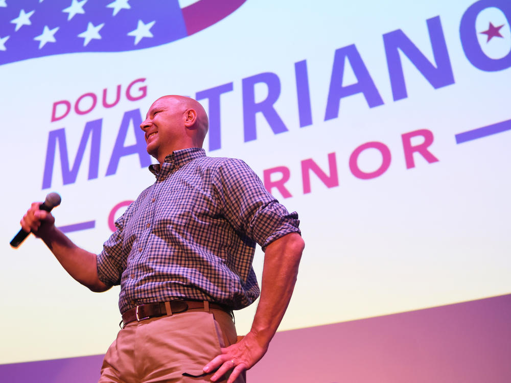 Pennsylvania state Sen. Doug Mastriano has won the Republican primary for governor in that state. He is pictured here speaking at a campaign rally at The Fuge on May 14, 2022 in Warminster, Pennsylvania.