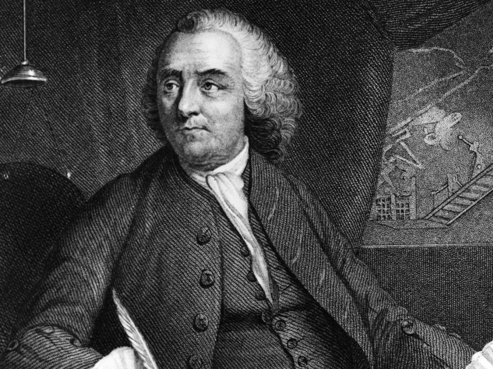 A portrait of American statesman, writer and scientist Benjamin Franklin, circa 1750.
