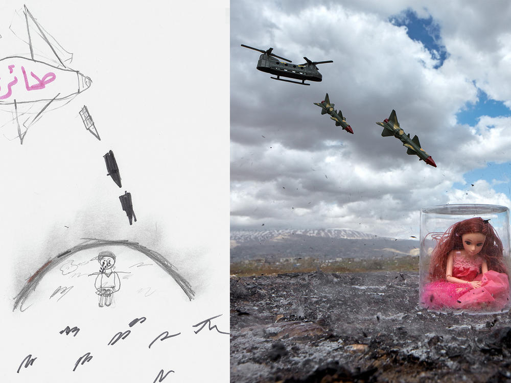 A drawing from the War Toys project and Brian McCarty's photo that interprets that image.