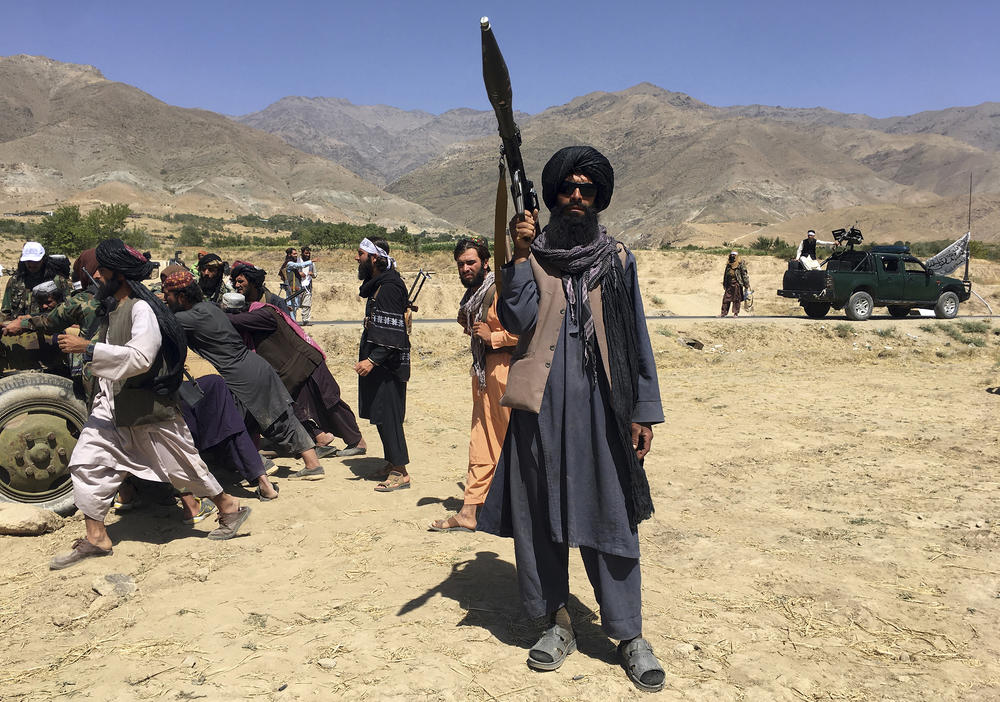 Taliban soldiers stand guard in Panjshir province northeastern of Afghanistan last September.