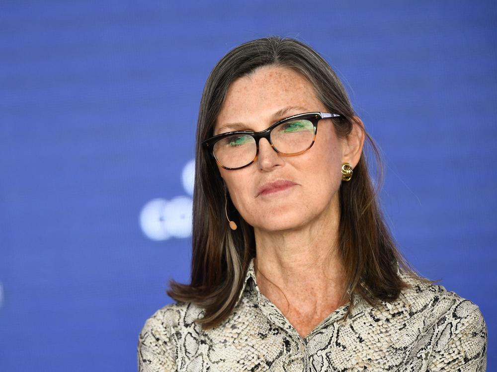 Cathie Wood, chief executive officer and chief investment officer, Ark Invest speaks during the Milken Institute Global Conference in Beverly Hills on May 2. Wood, a star investor who has attracted millions in social media, has had a rough year as many of her technology-focused investments have cratered.