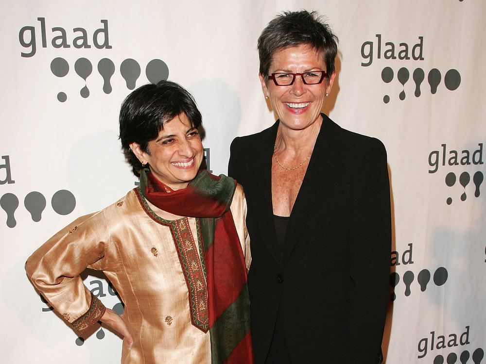 Urvashi Vaid and her partner, comedian Kate Clinton, attend the 18th annual GLAAD Media Awards at the Marriott Marquis Hotel in March 2007 in New York City. Vaid's peers are paying tribute to her activism and friendship.