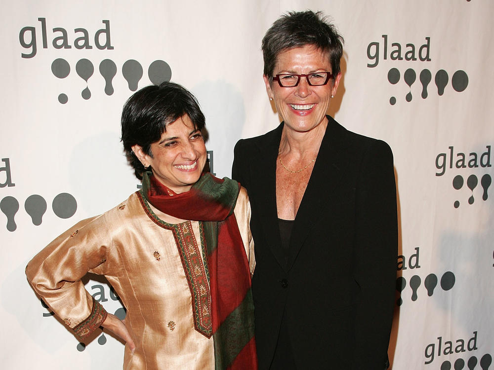 Urvashi Vaid and her partner, comedian Kate Clinton, attend the 18th annual GLAAD Media Awards at the Marriott Marquis Hotel in March 2007 in New York City. Vaid's peers are paying tribute to her activism and friendship.
