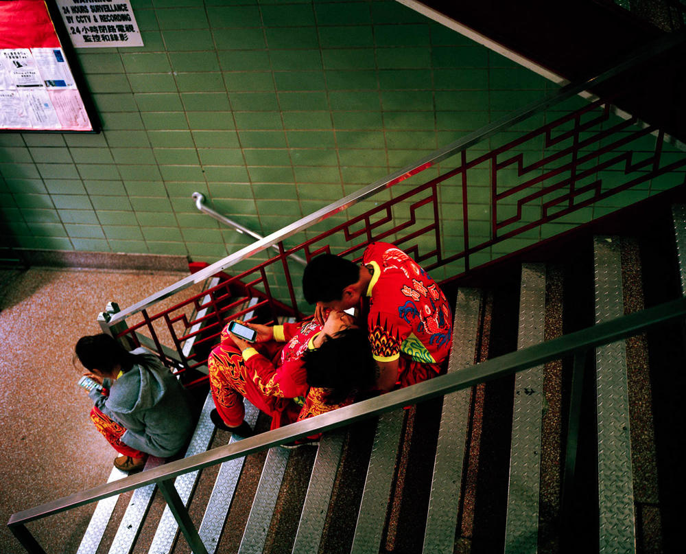 Lion dance couple, Chinatown, New York City, 2012