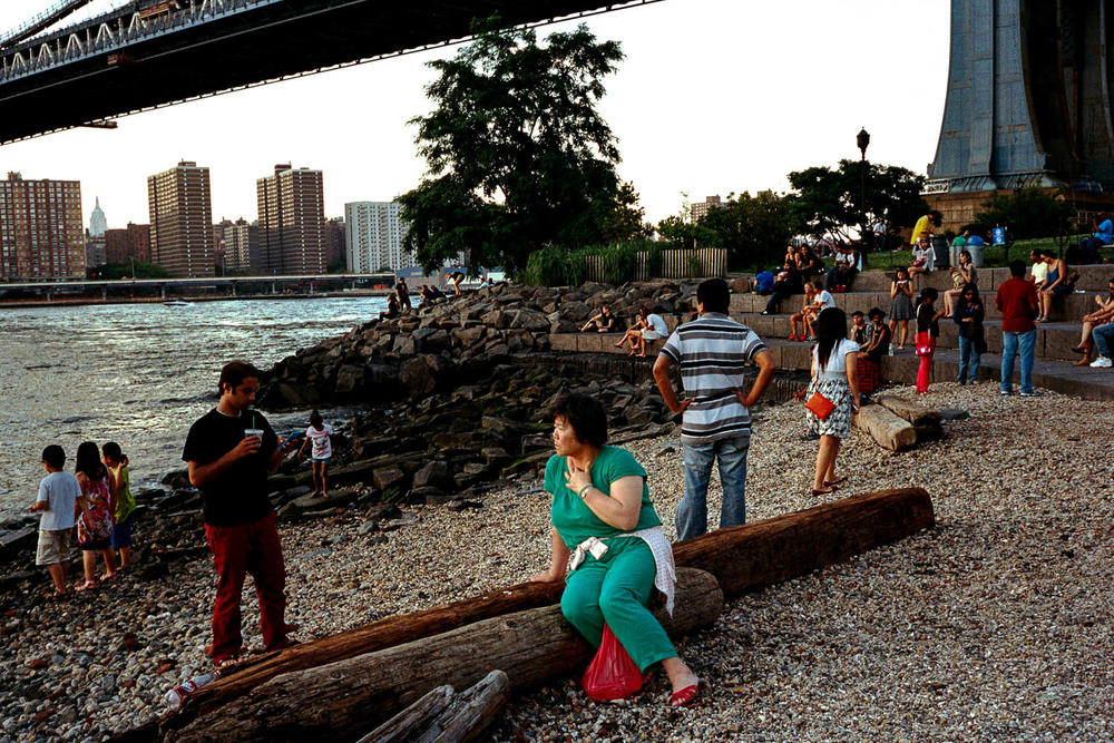 Grandma waiting for her grand children in Dumbo. 2013. Dumbo, Brooklyn.