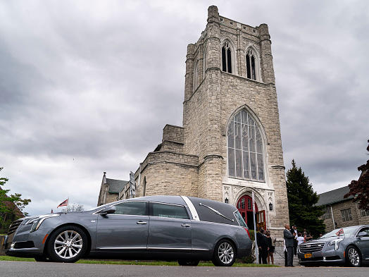 The funeral procession for the late Heyward Patterson prepares to depart Lincoln Memorial United Methodist Church on Friday, May 20, 2022 in Buffalo, NY. The Patterson was one of 10 people who were killed in the mass shooting at Tops Friendly Market at Jefferson Avenue and Riley Street in a historically Black neighborhood of Buffalo by a young white gunman is being investigated as a hate crime.