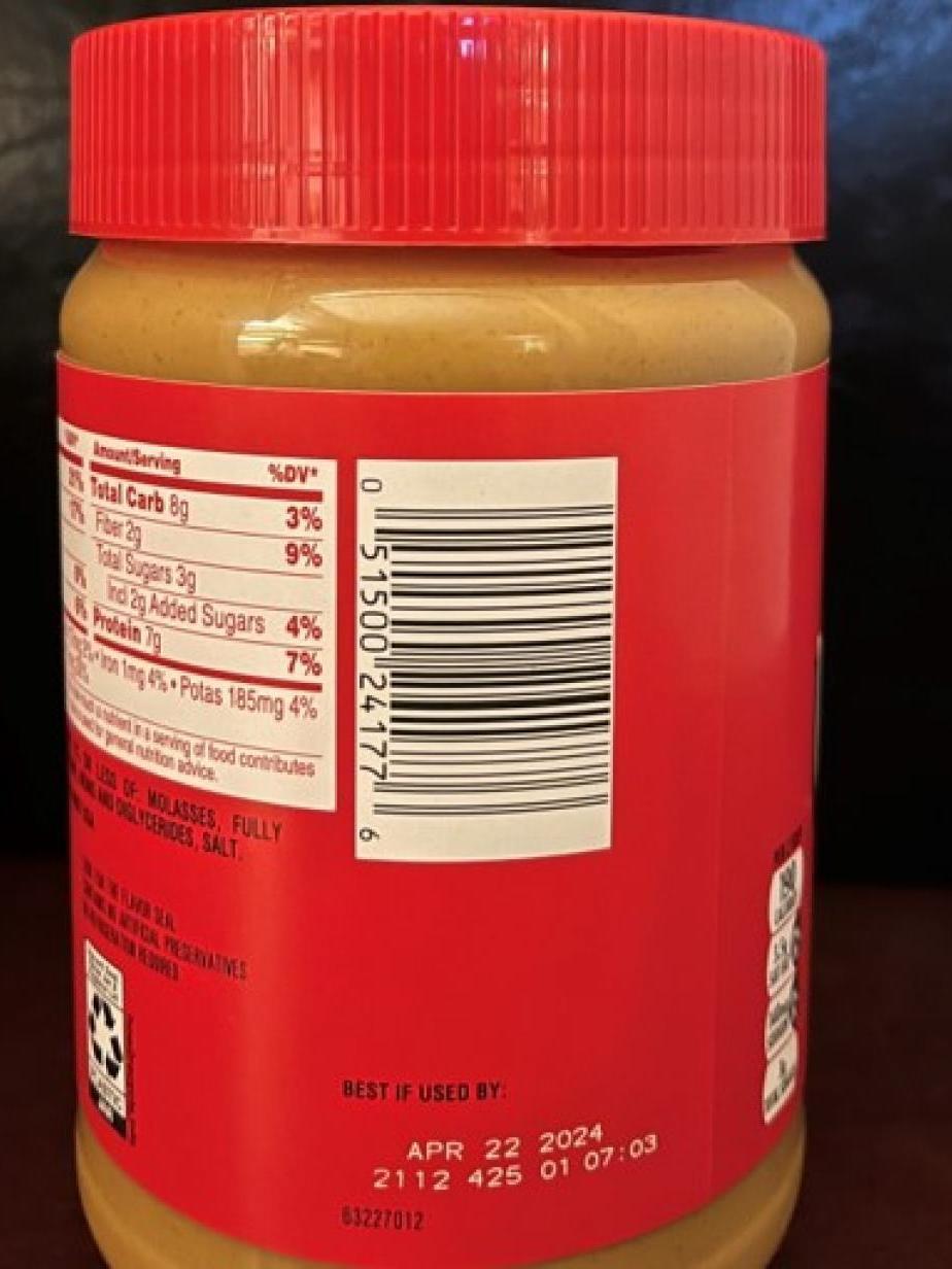 To see if your jar of Jif peanut butter is being recalled, check the lot number that is printed below the 
