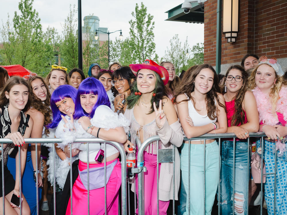 Elmont, New York (UBS Arena) May 20, 2022: Fans gather from around the world to see pop star Harry Styles perform at the UBS Arena on Friday afternoon.