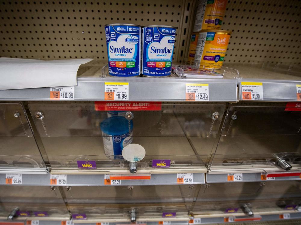 Empty baby formula shelves at a grocery store in Massachusetts on Friday.
