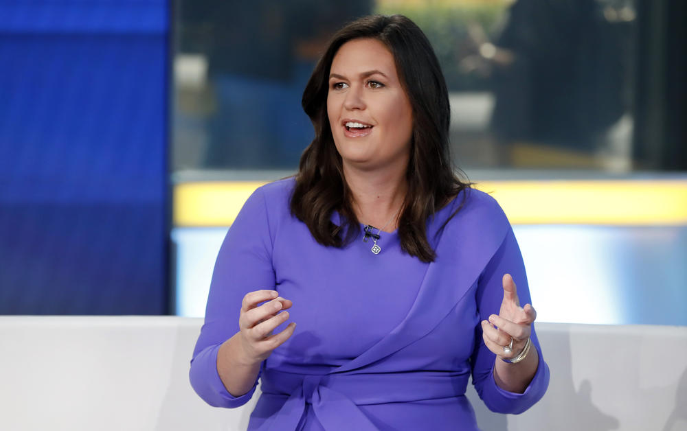 Former White House press secretary Sarah Huckabee Sanders appears on Fox News in this 2019 file photo.