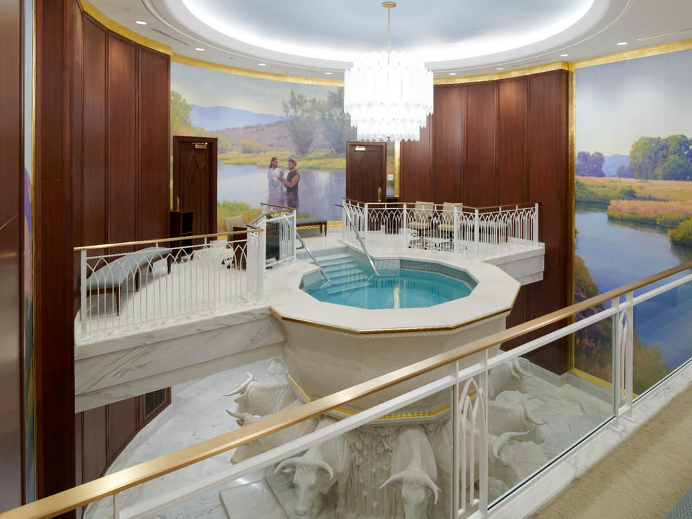 The baptistry in the temple.