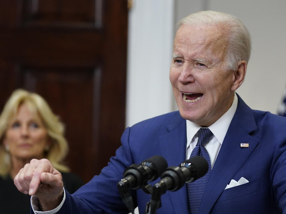President Biden speaks about the mass shooting at Robb Elementary School on Tuesday.