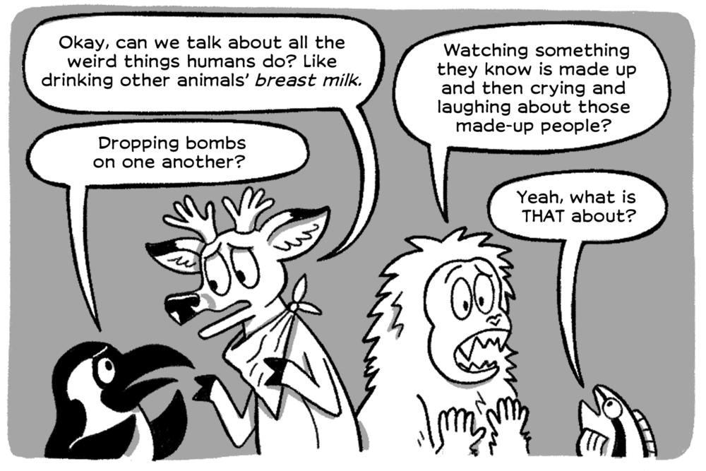 Each chapter in Schrefer's book is structured around a different animal, accompanied by one-page comics by Jules Zuckerberg. Schrefer said he wanted to change the narrative that scientific writing was only for academic purposes.