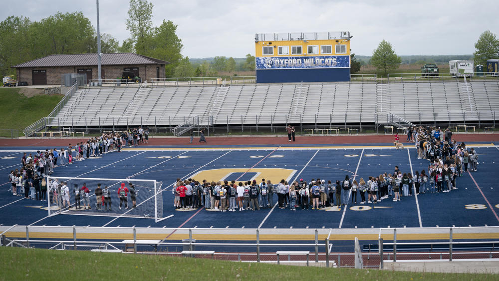 Oxford High School students walked out of classes on Thursday in Oxford, Mich., to show their support for the community of Uvalde, Texas, where a mass shooting occurred at an elementary school this week.