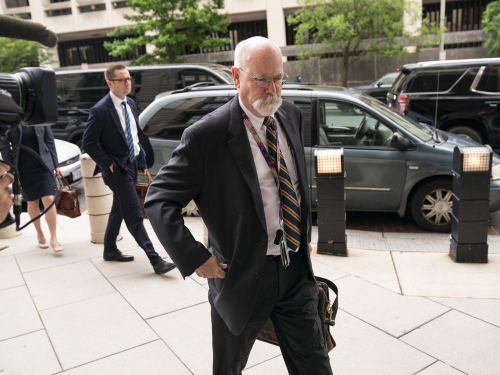 Special counsel John Durham, the prosecutor appointed to investigate potential government wrongdoing in the early days of the Trump-Russia probe, arrives to the E. Barrett Prettyman Federal Courthouse on May 16 in Washington.