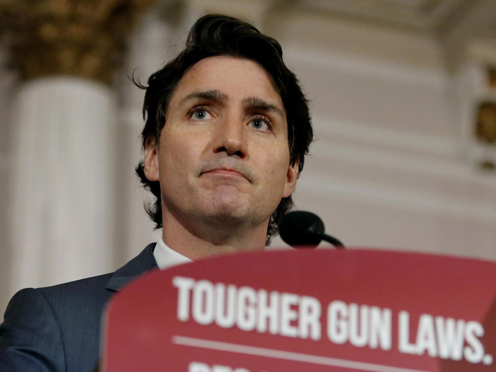 Canada's Prime Minister Justin Trudeau announces new gun control legislation in Ottawa, Ontario, on Monday.