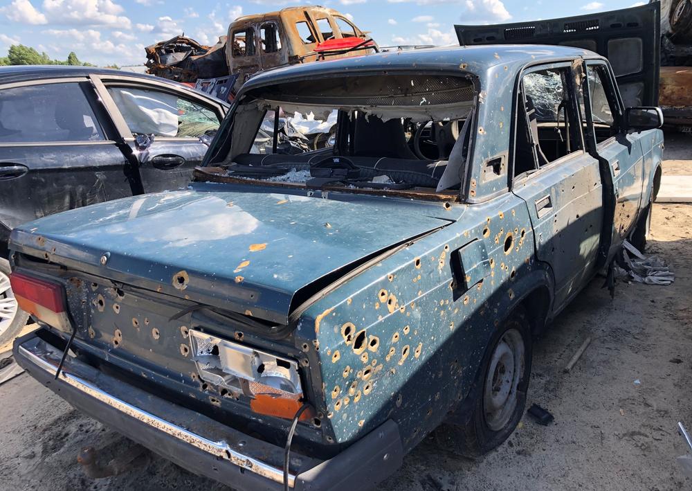 Civilian vehicles have also been taken to the lots.