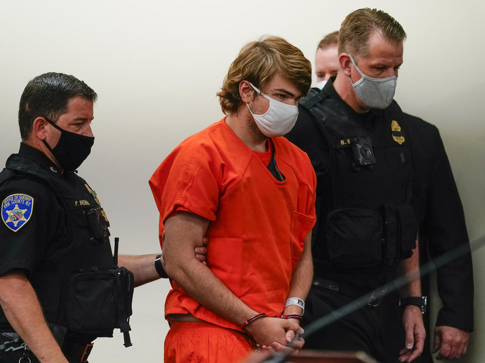 Payton Gendron is led into the courtroom for a hearing at Erie County Court, in Buffalo, N.Y. on May 19.