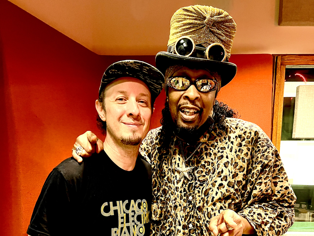 Left, drummer Adam Deitch of the band Lettuce, with funk superstar Bootsy Collins.