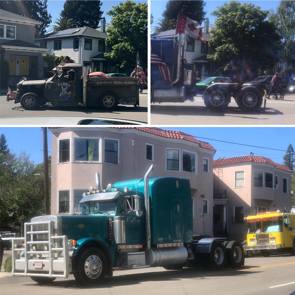 On April 22, this convoy of trucks parked outside the Oakland home of state Assemblymember Buffy Wicks (D-Oakland), to protest her support of new bills that would increase funding and legal protections for abortion services.