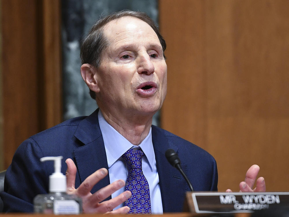Sen. Ron Wyden, D-Ore., speaks during a Senate Finance Committee hearing on Oct. 19, 2021. Wyden says he has long been concerned about the algorithms used by his state's child welfare system.