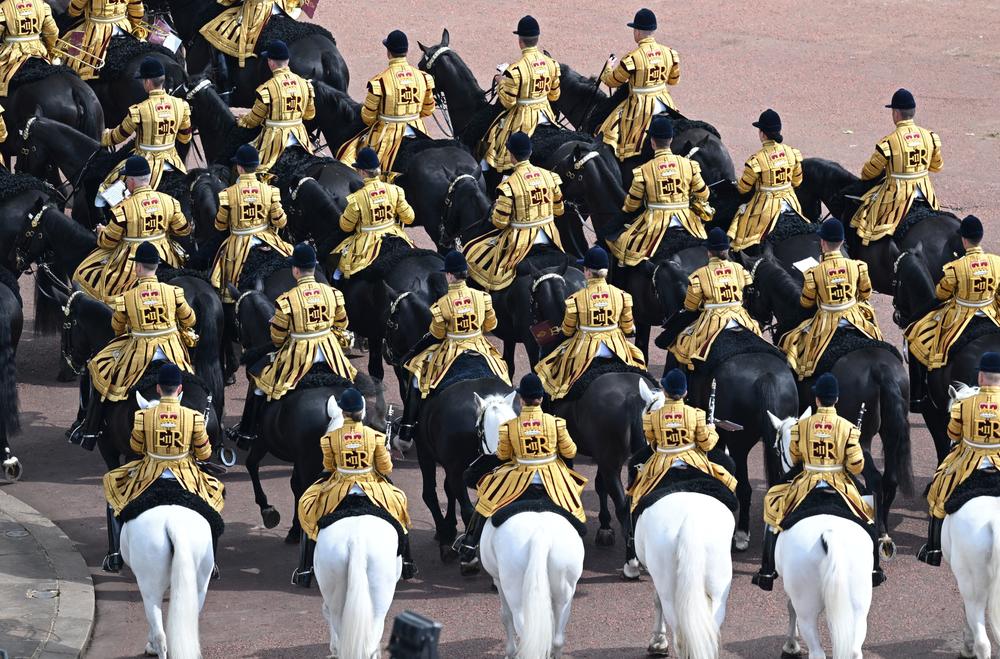 Members of Band of the Household Cavalry take part in the Queen's Birthday Parade.