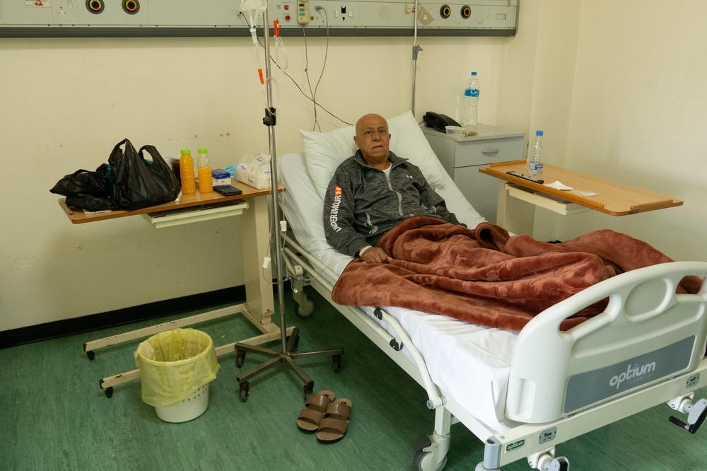 Mohammad Halabi, 65, is getting treated for a rare form of cancer at Rafik Hariri University Hospital. The retired plumber says the price of his medicine has increased sharply.