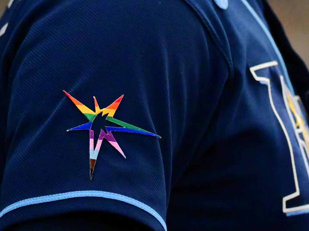 The Tampa Bay Rays' logo got a rainbow makeover to celebrate Pride, which most players sported at a game against the Chicago White Sox at Tropicana Field on June 4.