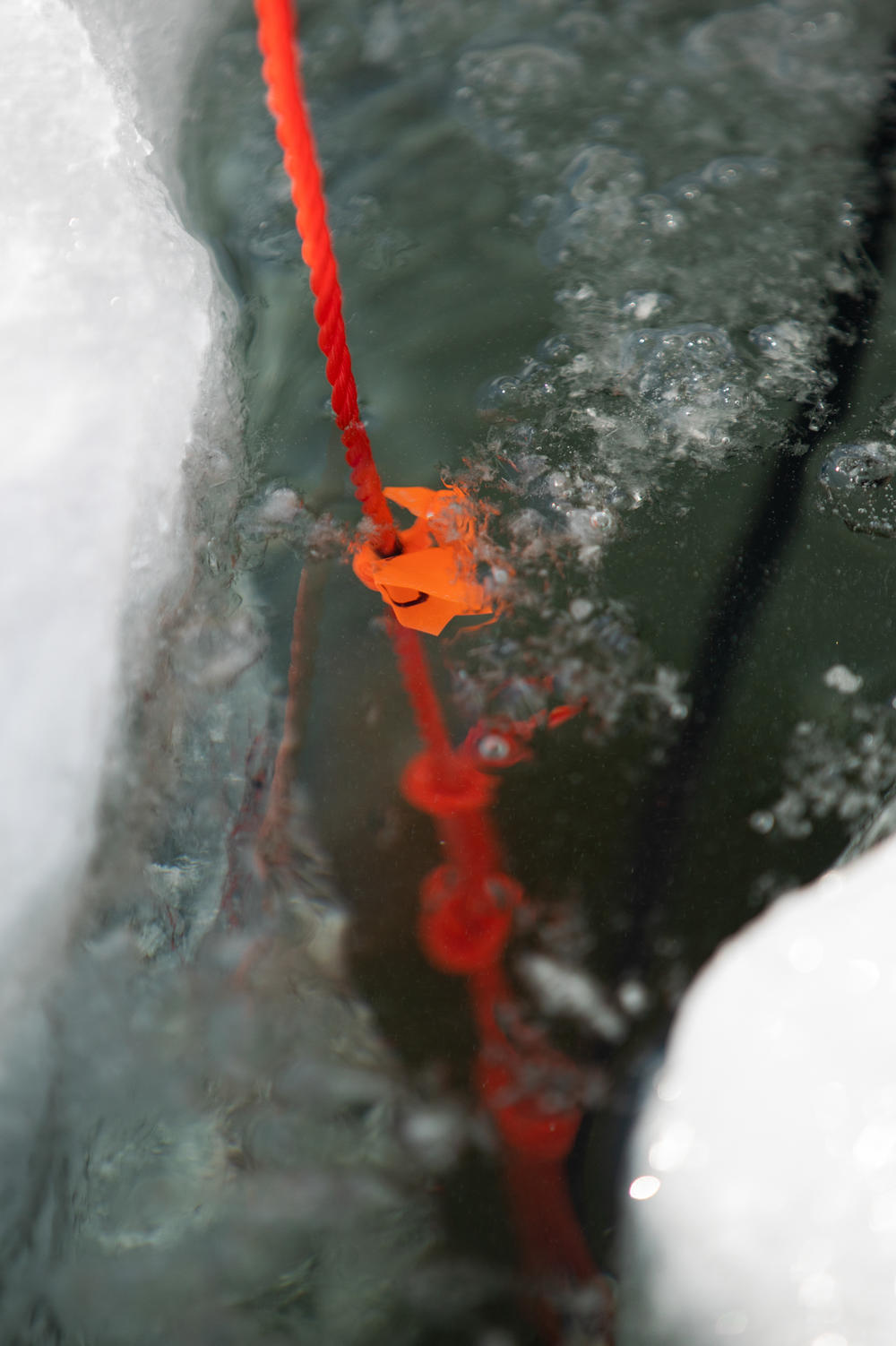 The Central Michigan University team samples on Lake Huron's Saginaw Bay on Feb. 15.