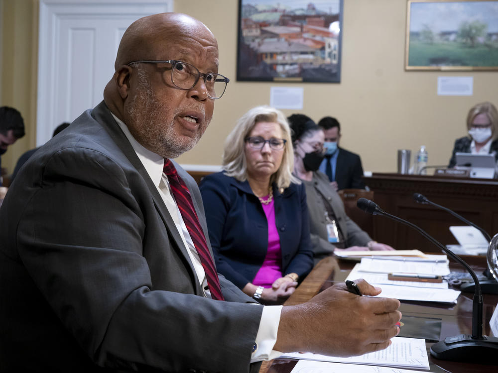 Thompson and Vice Chair Liz Cheney, R-Wyo., of the House panel investigating the Jan. 6 U.S. Capitol insurrection, testify before the House Rules Committee at the Capitol in Washington, Dec. 14, 2021.
