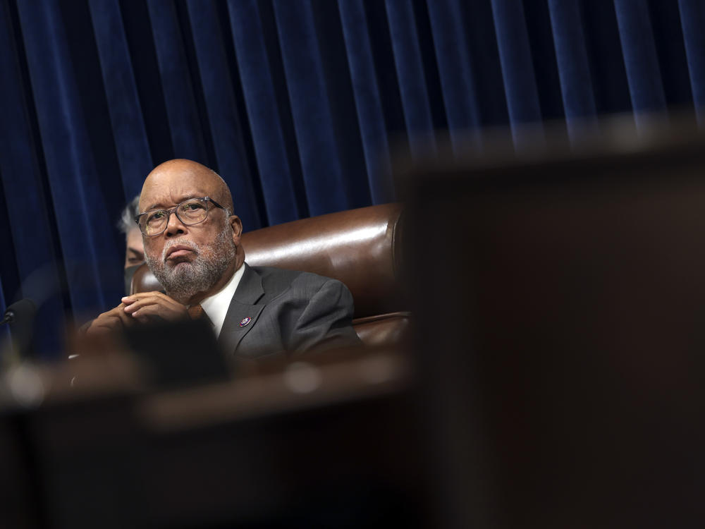Thompson questions Janai Nelson, associate director and counsel of the NAACP Legal Defense Fund, during a House Homeland Security Committee on March 17, 2022 in Washington.