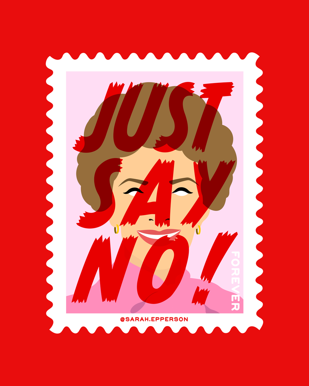 The illustration that artist Sarah Epperson created in response to the unveiling of the Nancy Reagan commemorative Forever stamp.
