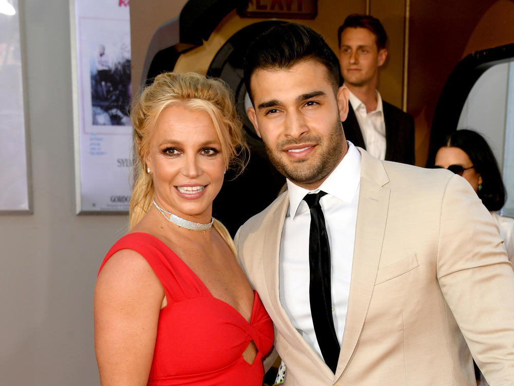 Britney Spears and Sam Asghari got married on Thursday. The couple is pictured here at the premiere of <em>Once Upon A Time ... In Hollywood</em> in July 2019.