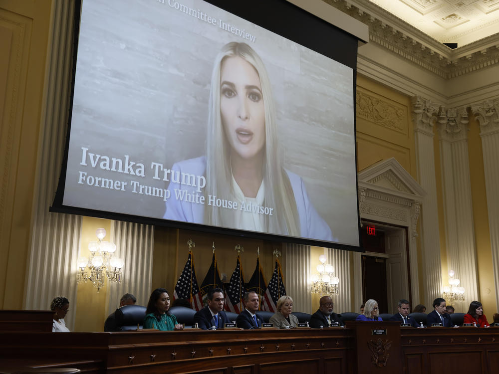 Ivanka Trump, former senior adviser to Donald Trump, displayed on a screen during a hearing of the Select Committee to Investigate the January 6th Attack on the US Capitol in Washington, D.C., US, on Thursday.