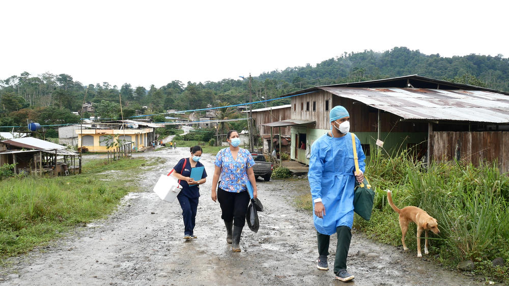 A medical team in Hoja Blanca heads to a cockfighting arena to do COVID testing. They had 52 tests that would soon expire and hoped to use them to identify people who had been infected.