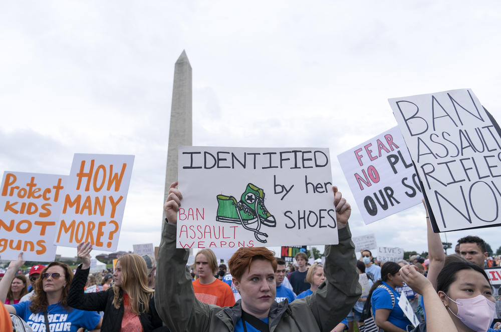 Hundreds of rallies were planned today across the country to push for gun safety laws.