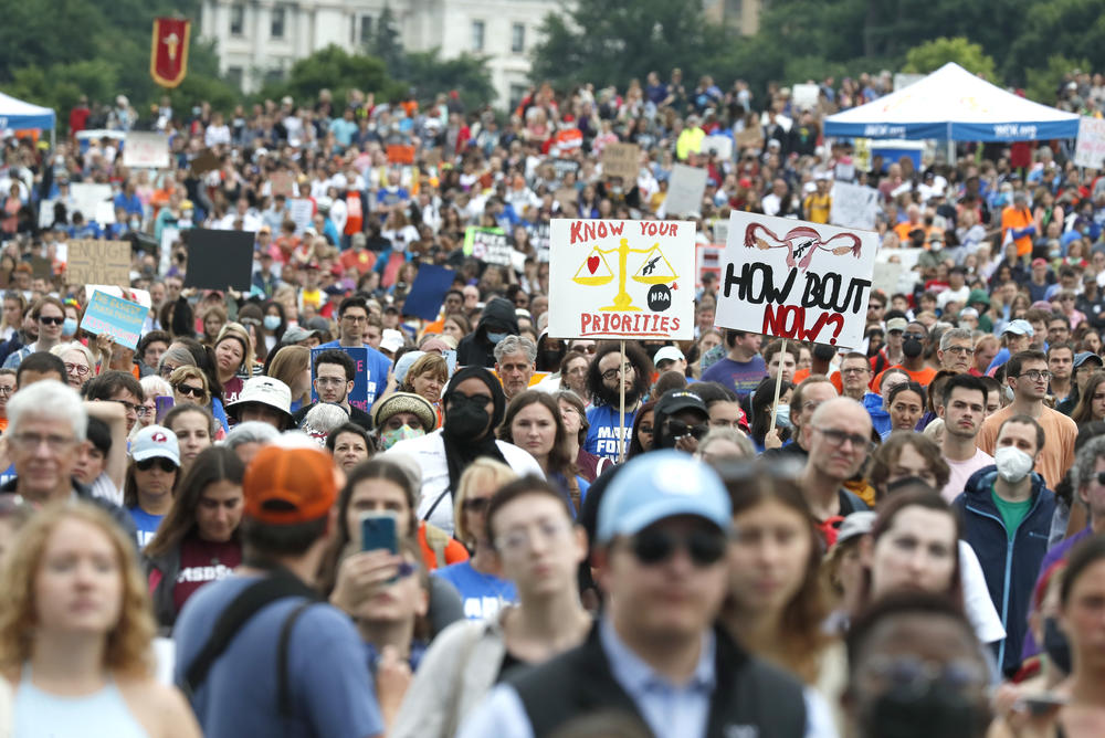 Washington, D.C.: People march at the March for Our Lives 2022 rally.